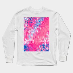 Pink Blue and Purple Mosaic Abstract Squares Pattern Long Sleeve T-Shirt